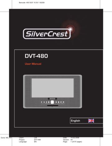 Silvercrest DVT-480 Manual pdf